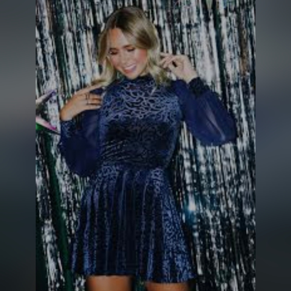 Blackmilk Navy burned velvet dress.  L - Picture 9 of 10